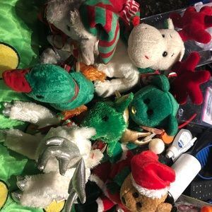 Lot of TY Christmas beanie babies bear 80 misc whole lot